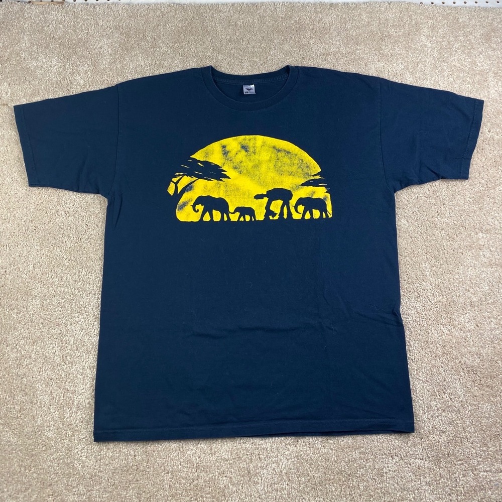 Tee Fury Mens Star Wars AT-AT Elephant Savanna Sunset Graphic T-Shirt Navy Blue